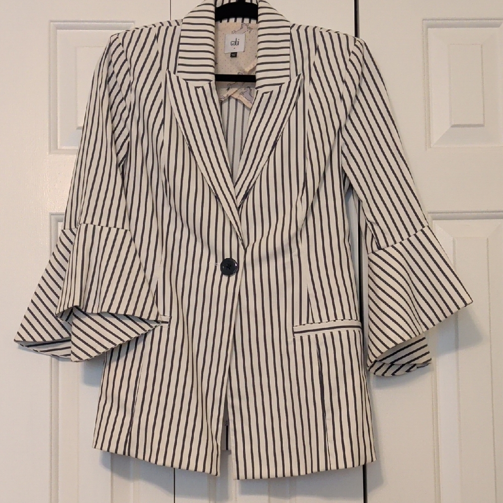 CAbi Striped Blazer with Flared Sleeves
